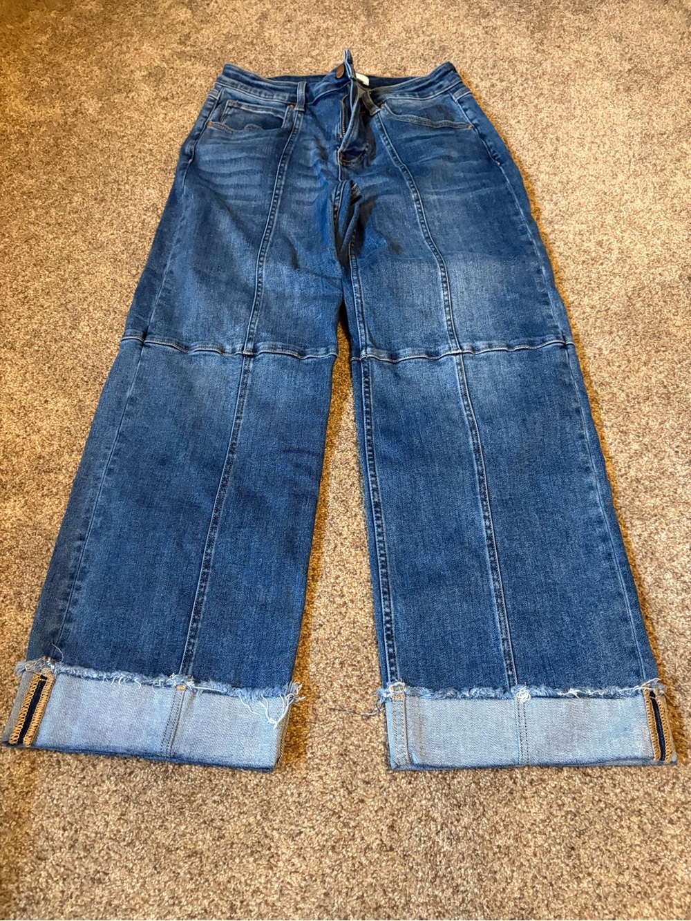 High-Rise Wide Leg Denim Jeans in Dark Blue